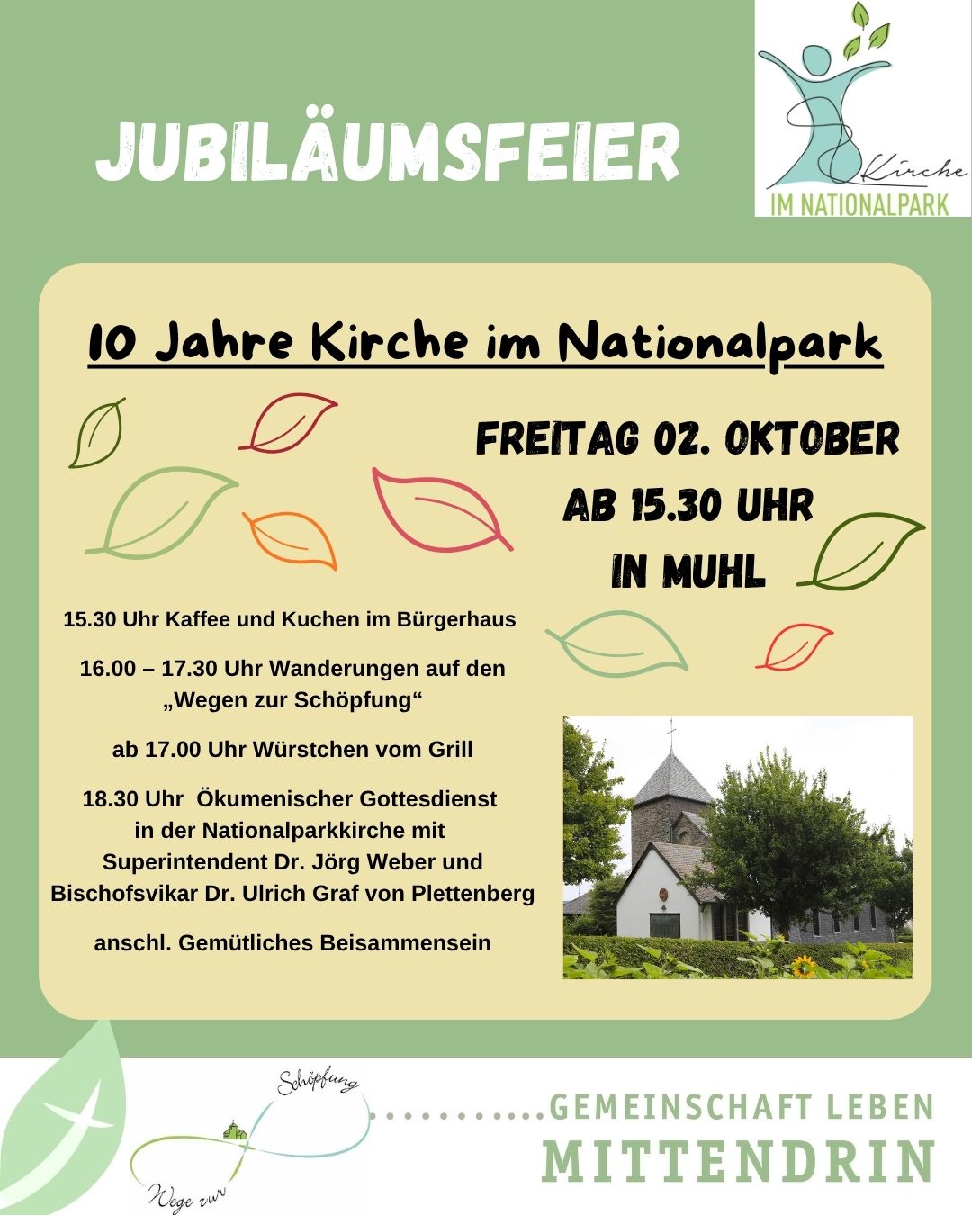 Flyer mit Angaben zur Jubiläumsfeier