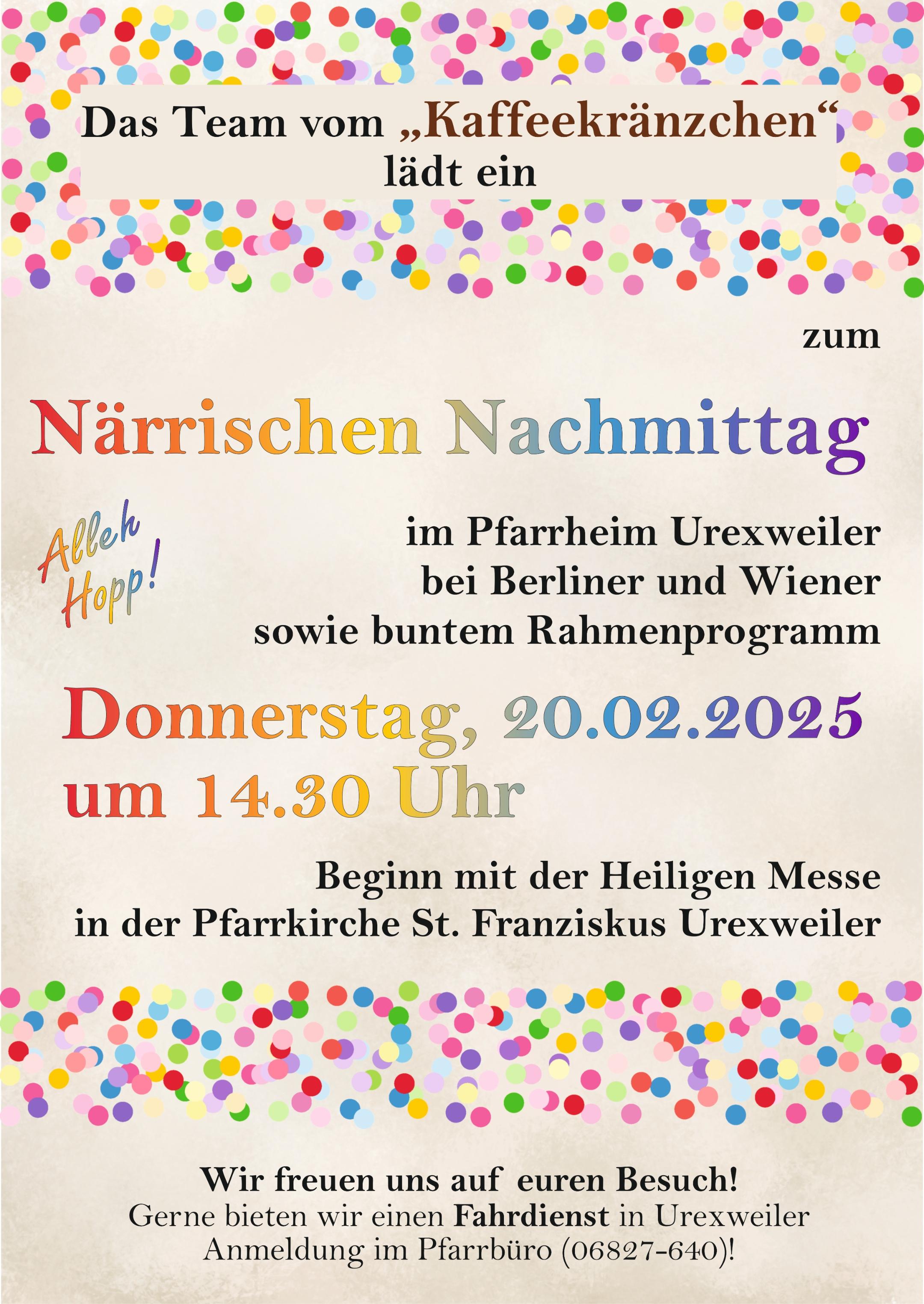 Plakat Närrisches Kaffeekränzchen 2025